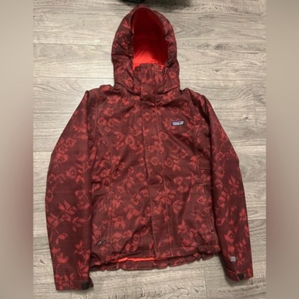 Patagonia Women's H2No Floral Print Hooded Jacket, Red, Size M